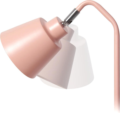 Simple Designs LD1071-BPK 16" Sleek Essentials Adjustable Metal Desk Task Lamp with Dual USB Ports, for Office, Desk, Nightstand, Dorm, Blush Pink