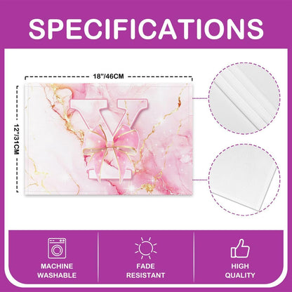 Feelyou Cute Pink White Bow Placemats Set of 4 Bow Knot Table Mats Kawaii Place Mat for Kitchen Dining Table Party Decor Indoor Outdoor 18"x12" Non-Slip Easy to Clean Princess Bowknot