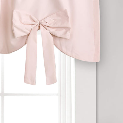 Lush Decor Melody Bow Valance Curtain 52" W x 18" L +3" Blush - Bow Curtains - Kitchen Valances for Windows - Coquette Valance Curtains for Bathroom