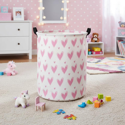 Baby Laundry Basket Baby Hamper for Nursery Girl Kids Butterfly Hamper Cute Kids Toys Storage Bin Organizer Butterfly Room Decor for Home(Pink Hearts)