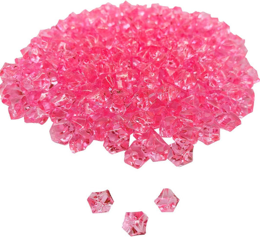 300 Pcs Acrylic Ice Rocks Crystals Gems, Bulk Fake Crystals, Plastic Diamonds for Vase Filler Wedding Decoration Table Scatter Party Arts Crafts Display (Pink)