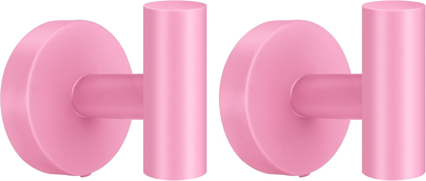 Screw Fixation Towel Hooks, Stainless Hanging Holder, Pink 2PCS | sleek touch, home décor, widely scenario usage, Heavy Duty, Strong load, Tool-need install