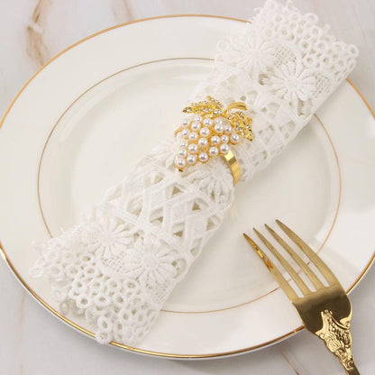 Set of 6 Grape Napkin Rings Imitation Pearl Gold Alloy Napkin Ring Holders for Dinning Table Decor (6, Gold)