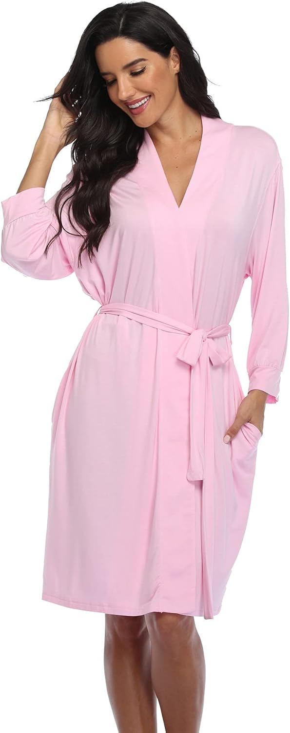 Super Shopping-zone Women's Robes Lightweight Kimono Robes Knit Bathrobes Soft Sleepwear Loungewear