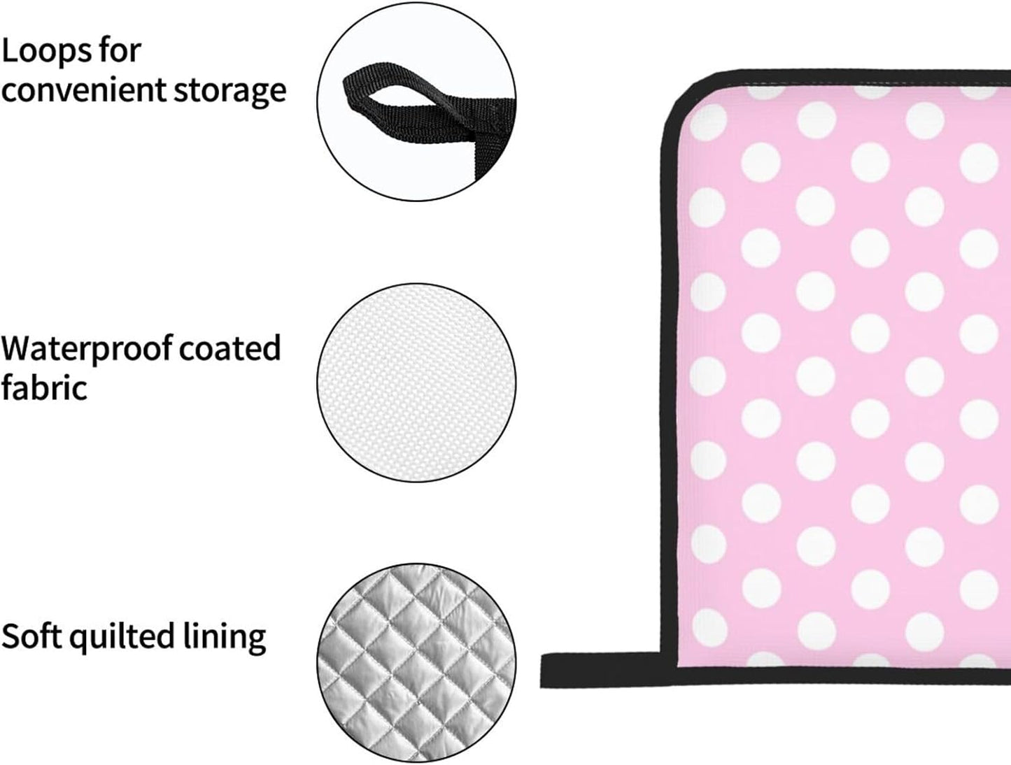 Light Pink Polka Dot Print B Oven Mitts and Pot Holders 4 pcs Set, Heat Resistant Silicone Oven Mitts Pot Holders for Kitchen Baking Cooking, Non-Slip Hot Pads Potholders Gloves