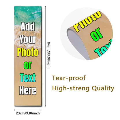Personalized Skateboard Grip Tape with Photo, Custom Name Image Logo Waterproof Skateboard Stickers Non-Slip 9x33 Inch Customized Gifts for Men Women, HotPink