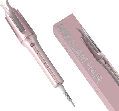 SHEGLAM Pink Curling Iron Automatic Gift for Woman (Pink, 0.75 inch) Cupid's Charm One-Touch Instant Curler
