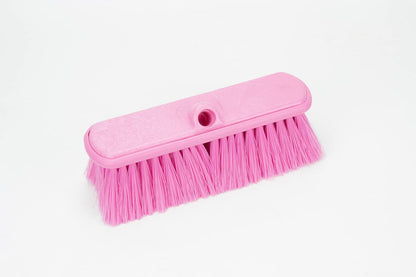 SPARTA Flo-Thru Heavy-Duty Deck Scrub Brush Nylon Bristled, Boat and Floor Scrub Broom with Protective Bumper for Floors and Large Equipment, Plastic, 9.5 Inches, Pink