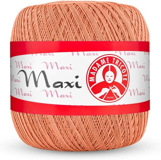 Maxi Madame Tricote Paris 100% Mercerized Cotton Yarn for Crochet and Knitting. NE 10/3 Nm 17/3 Suitable for All Crochet Techniques- Color Number 4934 Size No. 5. Peach Pink (Pantone 15-1530)