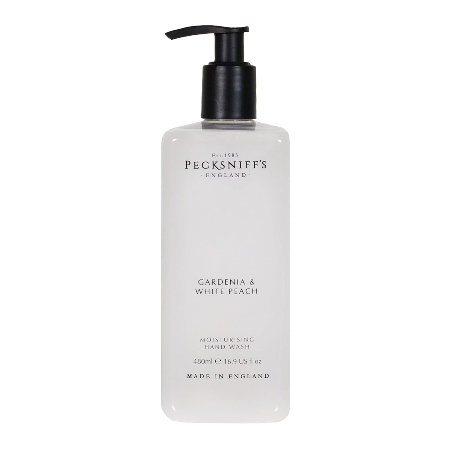 Pecksniff's Hand Wash - Liquid Hand Soap for Soft Skin, Natural, Revitalising, Hydrates and Moisturises, Handcrafted in England, Cruelty Free, Gift of Luxury 480ml/16.2 fl oz (Gardenia & White Peach)