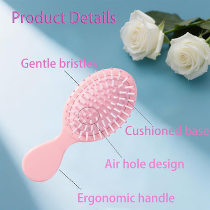6 pcs Mini Hair Brush,Travel Detangling Brush with Exquisite Packaging Box,Mini Brush for Most Hair Types,Bridesmaid Party Christmas Stockings Filling Wet Hair Brushes (Pink)
