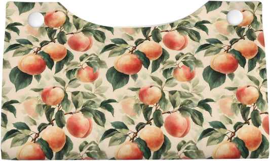 Peach Print Tissue Box Cover,Rectangular Pu Leather Tissue Holder for Bathroom Living Room Office