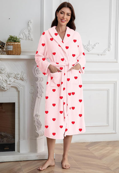 Umeyda Girls Robe, Shawl Collar Fuzzy Fleece Bathrobes with Belt and Pockets for Kids Boys, 2-15 Years