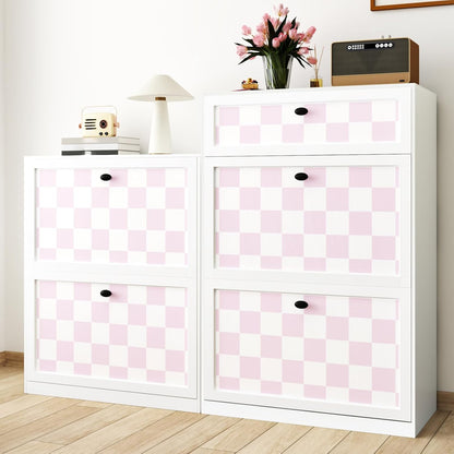 Pink Checkered Wallpaper Peel and Stick Pink White Modern Geometric Wallpaper Checkered Contact Paper Waterproof Funky Checkerboard Wallpapers for Girls Kid Bedroom Countertops 17.5"x120"