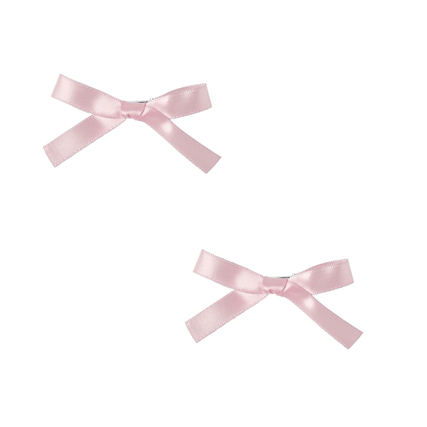 2.5 Inch Small Satin Hair Bows - Set of 2 (Light Pink)