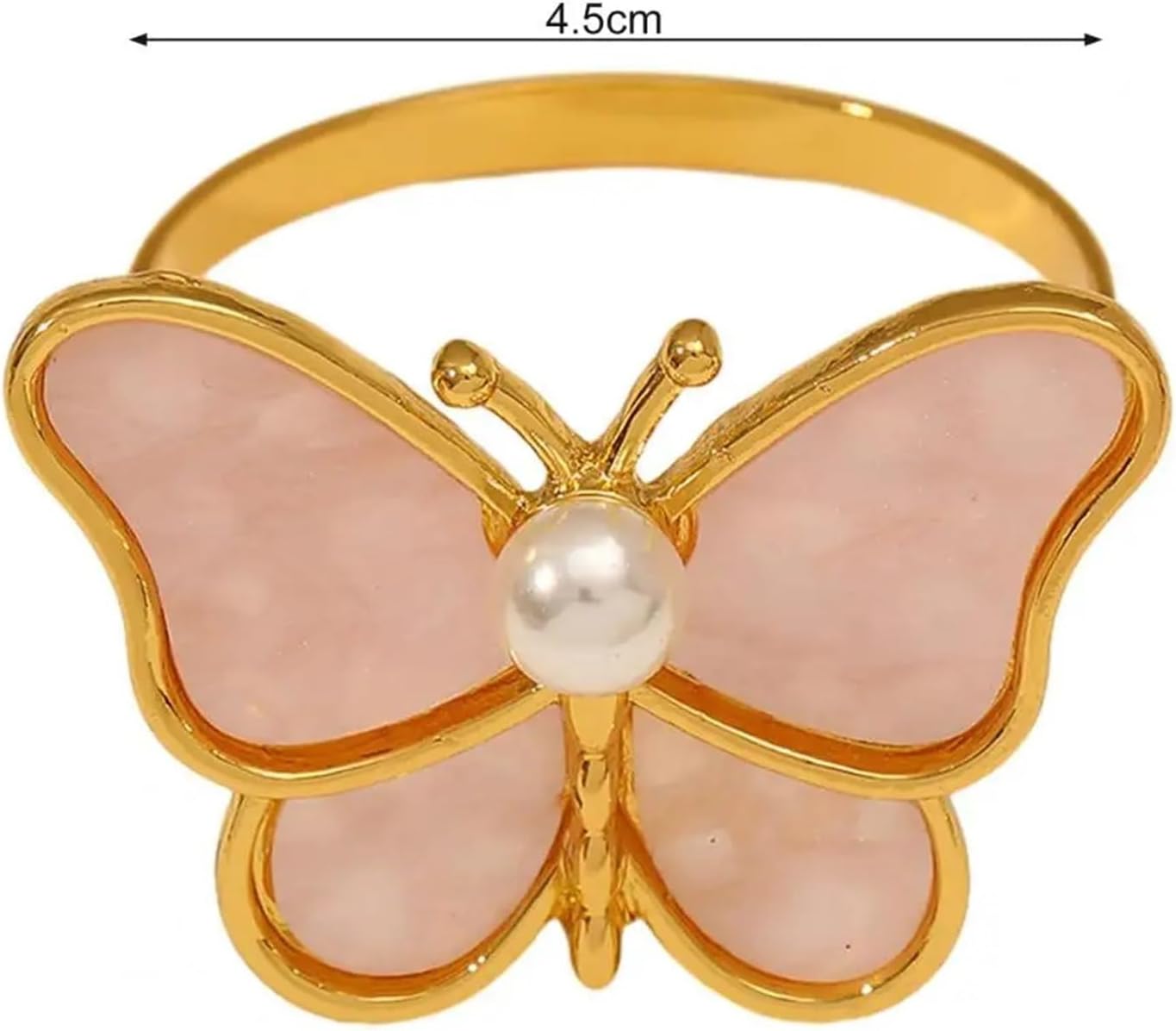 Napkin Rings Napkin Ring Faux Pearl Design Napkin Holder Alloy Butterfly-Shaped Napkin Buckle Table Decor Home Supplies(Pink)