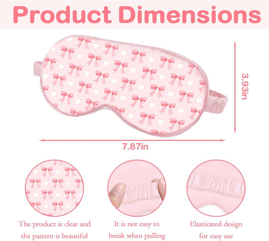 Pink Bow Sleep Mask for Women, Pink Sleep Mask, Night Masks for Sleeping for Women, Double Layer Silk Filling and Elastic Strap, Travel and Nap, Soft Eye Cover Eyeshade