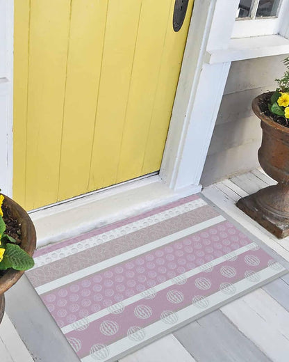 Farm Fruits Door Mat Indoor/Outdoor Entrance, Non Slip Welcome Floor Mats, Watermelon Lemons Peach Pink Grey Striped Absorbent Rug Shoes Scraper Low Profile Front Door Mat for Patio Porch 18"x30"