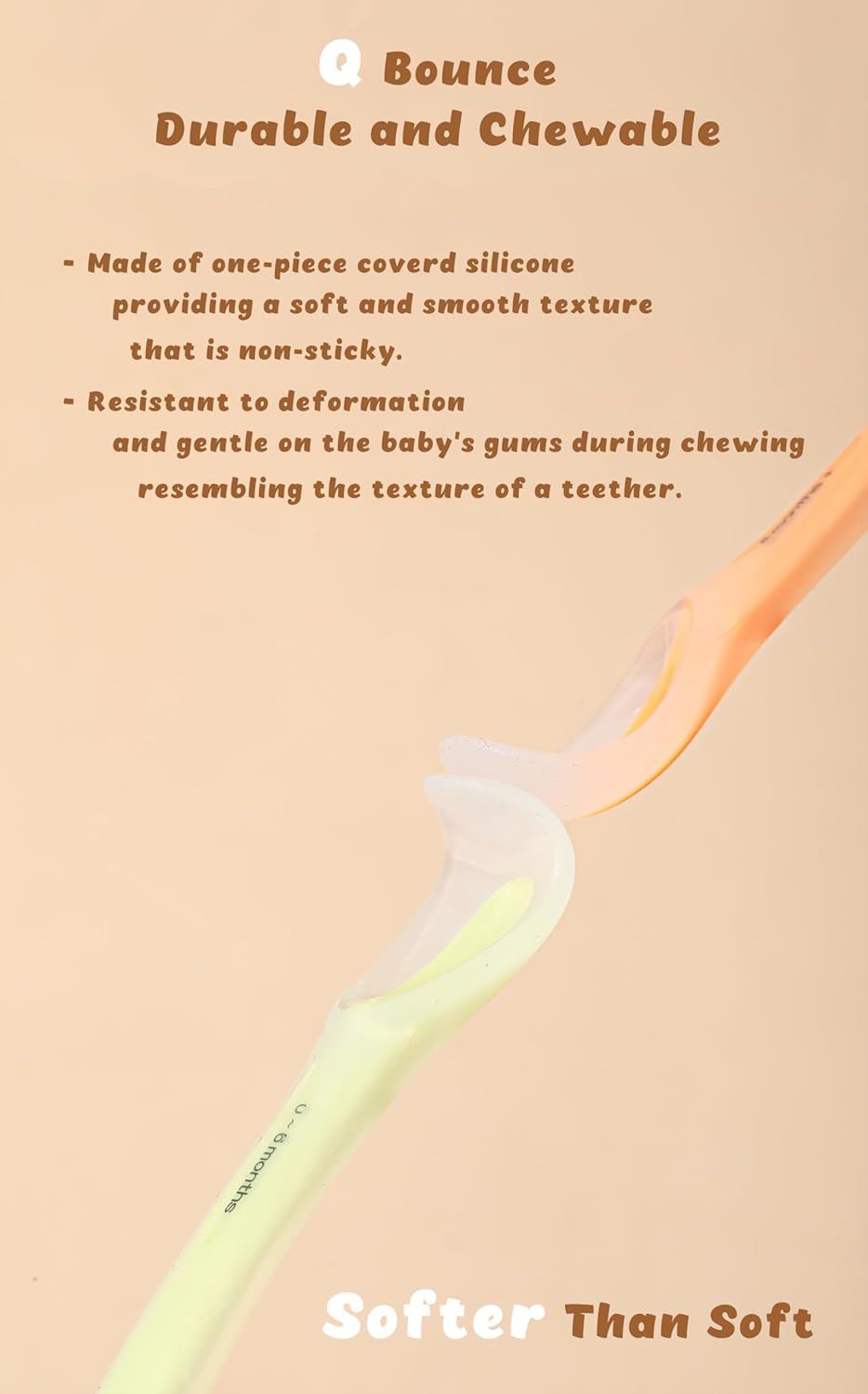 Baby Spoons 2-Pack | Soft Silicone First Stage Feeding Spoon Set with Travel Case | Stage-Based Design for 0-6m & 6m+ | BPA-Free, Gum-Friendly for Infant & Toddler | Lime + Peach