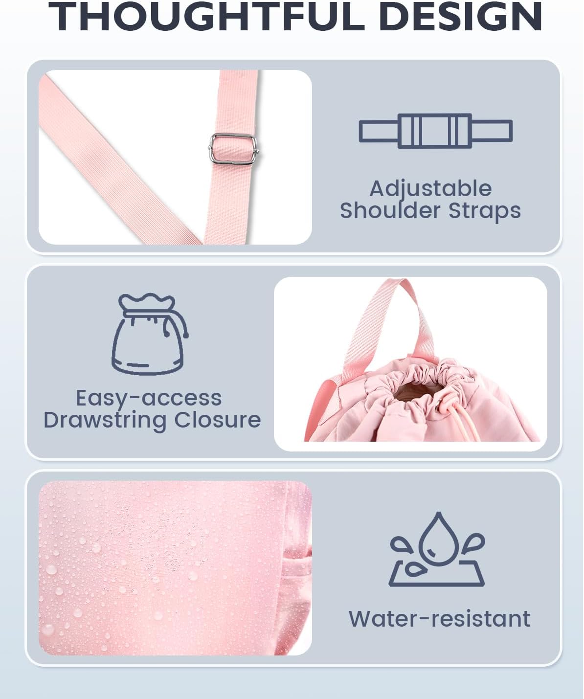 RHDZO Drawstring Backpack Sports Gym Bag with Shoe Compartment and Wet Pocket String Swim Bag for Women Men Beach Backpack, Pink