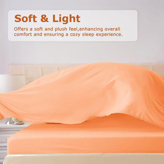 Queen Size Bed Sheet Set - 4 Piece Soft Microfiber Sheets with Deep Pockets, Cooling Technology, and Wrinkle-Free Pillowcase. Hotel-Quality, Durable Bedding, Peach Fuzz