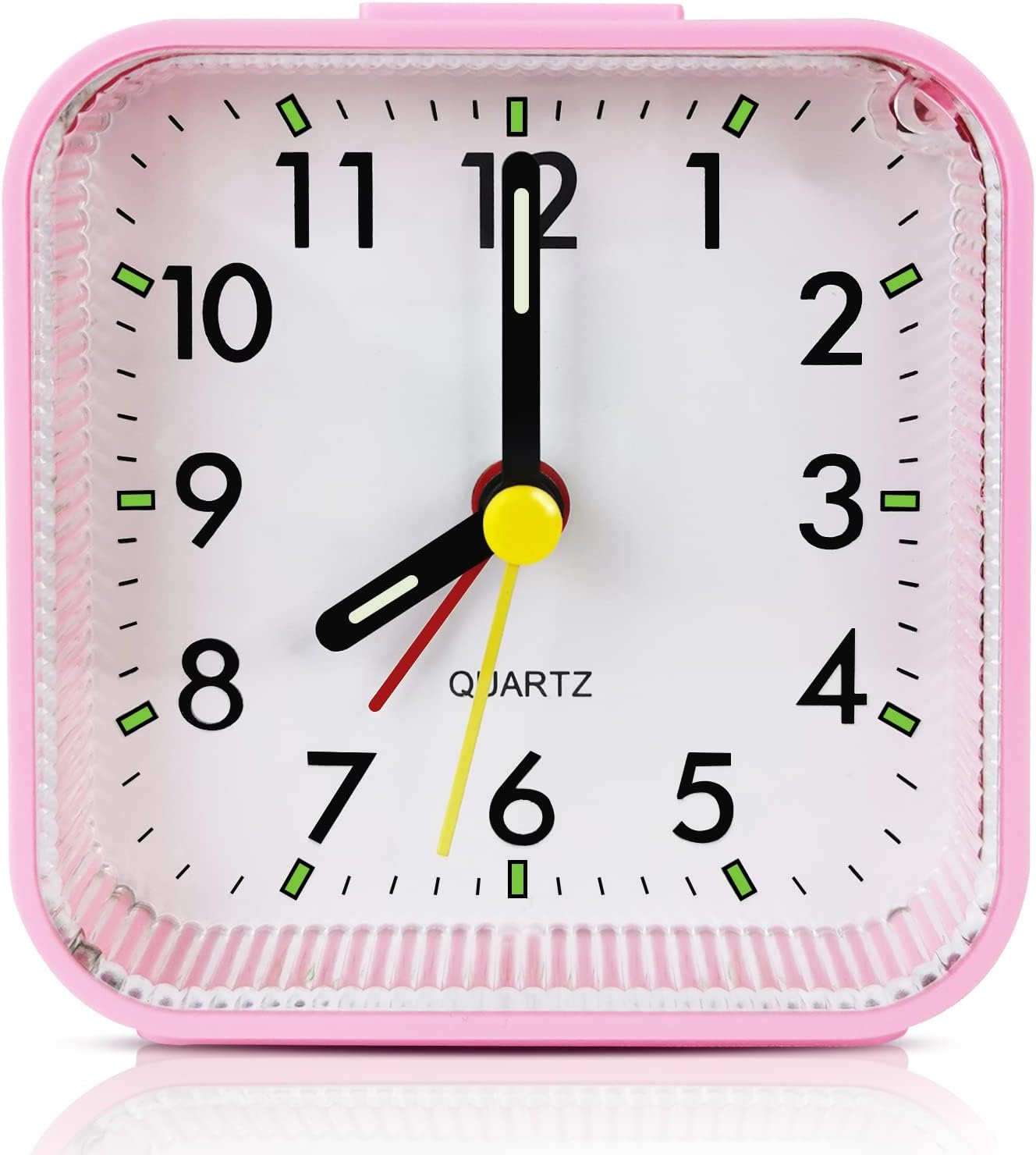 Lamisola Small Pink Kids Desk Alarm Clock, Analog Travel Battery Operated Clock,Quieter Bedside Clocks for Girls' Bedrooms Bathroom Living Room Kitchen Shelf Clocks