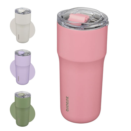 BJPKPK Insulated Tumbler with Lid,24oz Stainless Steel Tumbler,Double Wall Travel Coffee Mug Thermal cup,Keep Drinks Cold and Hot,Pink
