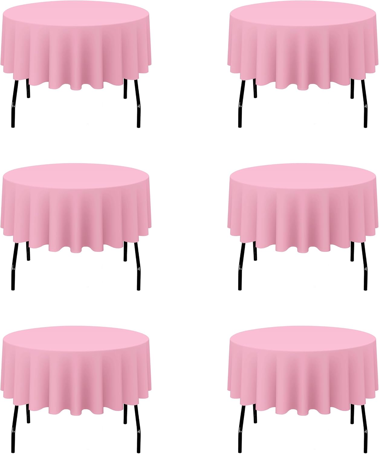 BRILLMAX 6 Pack Pink Round Tablecloths 70 Inch for 30“-48” Tables - 150 GSM Polyester Fabric, Standard Drop, Water, Stain & Wrinkle Resistant Cloth Cover for Wedding Reception Banquet Dining Party