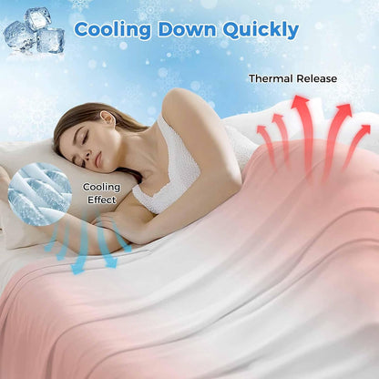 Cooling Blanket Ombre Peach Pink White Lightweight Breathable Summer Blanket Gradient Color Cooling Blankets for Hot Sleepers Night Sweats 30x40in