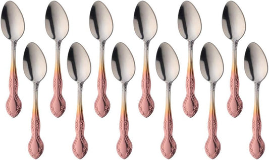Coffee Spoon Set of 12, Mini Stainless Steel Espresso Spoons for Dessert, Tea, Appetizer - 4.6 Inch Gradient Rose Gold