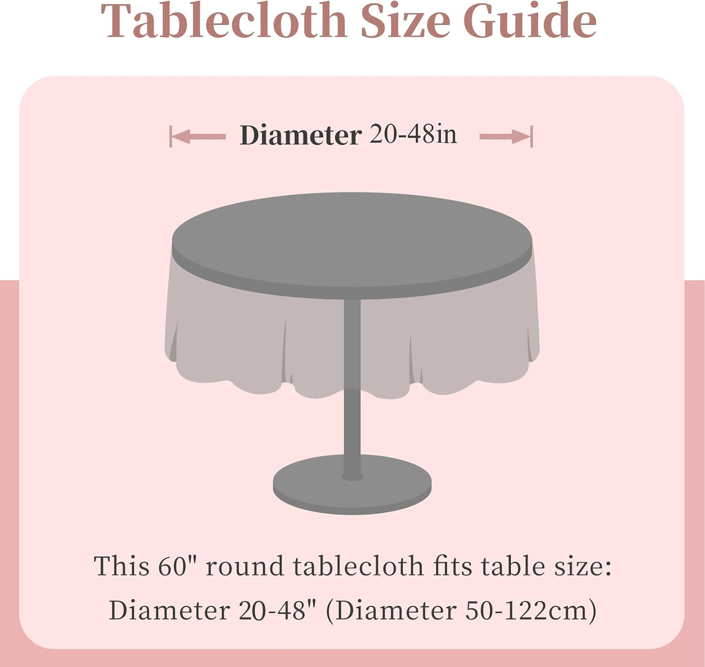 Alsoo Pink Round Tablecloths 60 inch, Linen Textured Table Cloth Waterproof Circle Tablecloth Wrinkle Free Fabric Farmhouse Table Cover for Dining Parties Outdoor Holidays