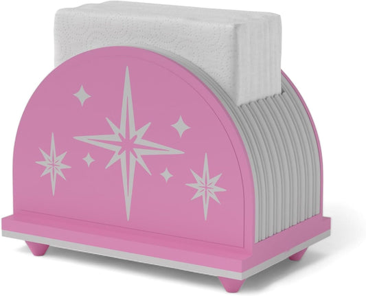 Mid Century Mod Arc Starburst Napkin Holder Retro Kitchen Decor 1960s 50s Atomic Era Gift Unique MCM Midmod Table Dinner Lunch Decoration (Pink/White)