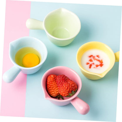 ULTECHNOVO Ceramic Milk Pan with Handle Mini Cookware for Porridge Casserole and Soup Pink Ceramic Pot for Individual Serving and Easy Cleaning