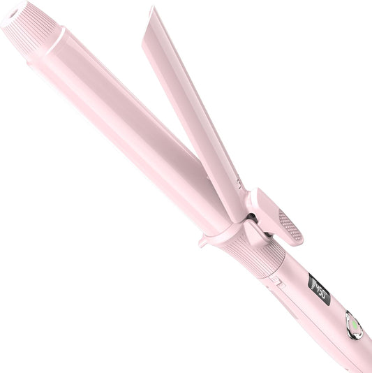 1 1/5 Inch Curling Iron with Clipped Tourmaline Ceramic Barrel Professional 1.25 Inch Hair Curler up to 450°F Dual Voltage for Traveling 60 Mins Auto Off Suit for Different (Pink, 1.25 Inch)