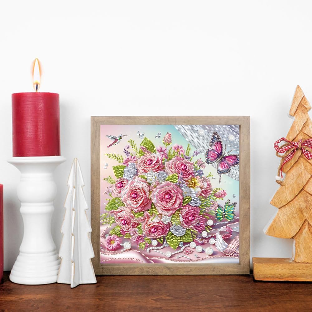LAKEQUILL 5D DIY Partial Special Shaped Drill Art Painting Kit Flower Decor 30x30cm (AT615)