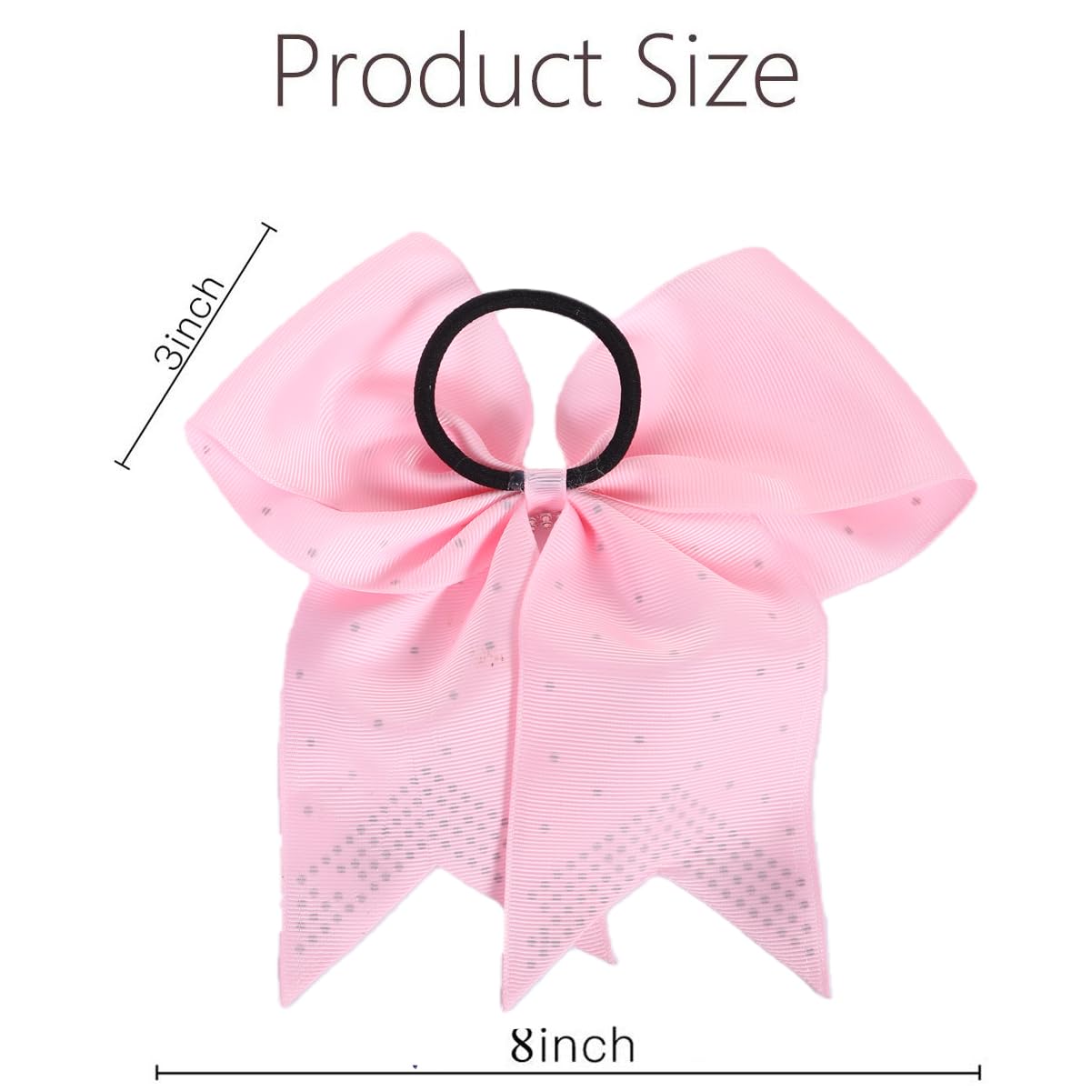 12PCS 8" Rhinestones Large Cheer Hair Bows for Girls, Hand-made Grosgrain Ribbon Hair Accessories for Teen Girls Softball Cheerleader Sport (Light Pink)