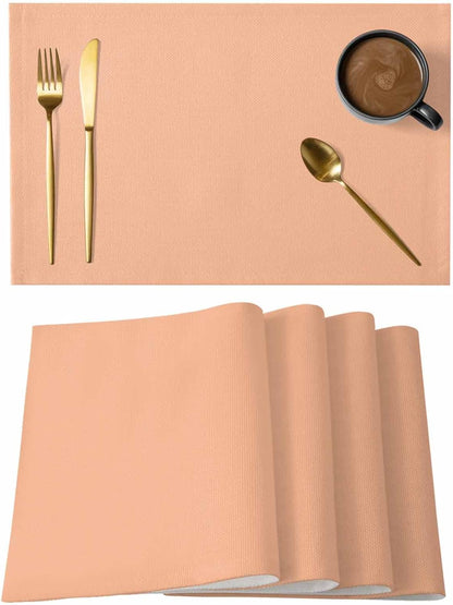 Peach Fuzz Placemats Set of 6 Modern Pure Peach Fuzz Place Mats Indoor Wipeable Table Mats Washable Cloth Dining Table Placemats for Kitchen Holiday Party Home Decor 13x19 Inch