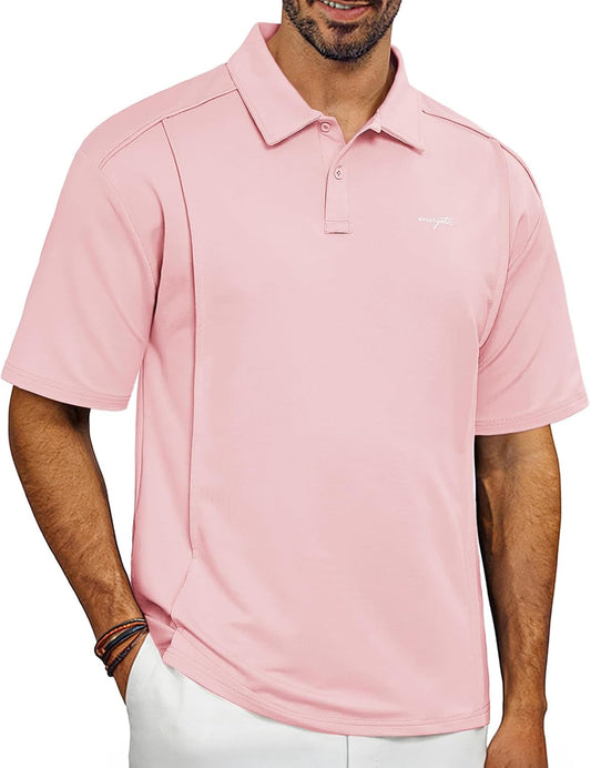 Lexiart Men's Golf Polo Loose Fit Midweight Short Sleeve Moisture Wicking Collared Shirt M-3XL