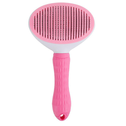 Self-Cleaning Slicker Brush for Dogs Cats - Upgraded Deshedding Grooming Tool with One-Click Clean, Ergonomic Grip & Gentle Massage Tips - Ideal for Long/Short Haired Pets, Pink