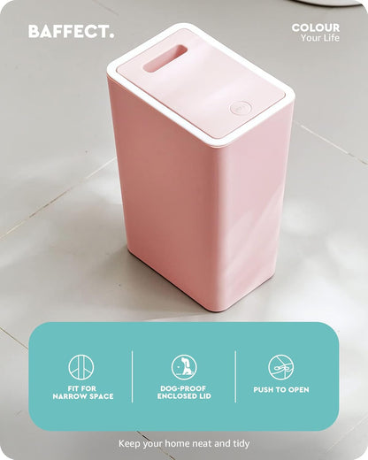 Baffect Small Trash Can with Lid Waste Basket Bathroom Garbage Can Dorm Room Essentials for Bedroom, Office, College-2.1 Gallon (Pink)