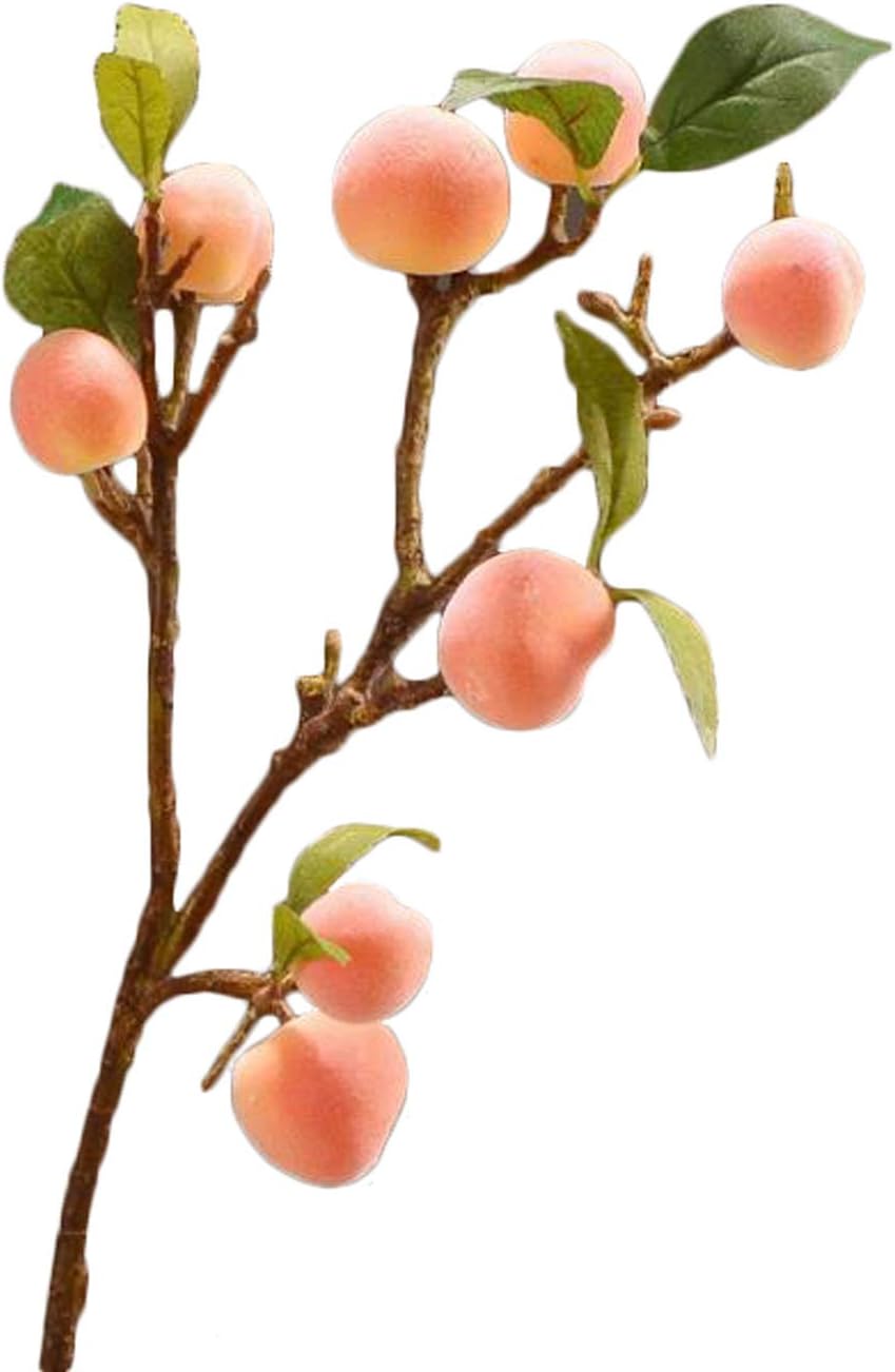 Artificial Peach Tree Branches, Faux Fruit Realistic Fruit Bouquet Fake Peach Stem for Vase Kitchen Display Home Wedding Decoration