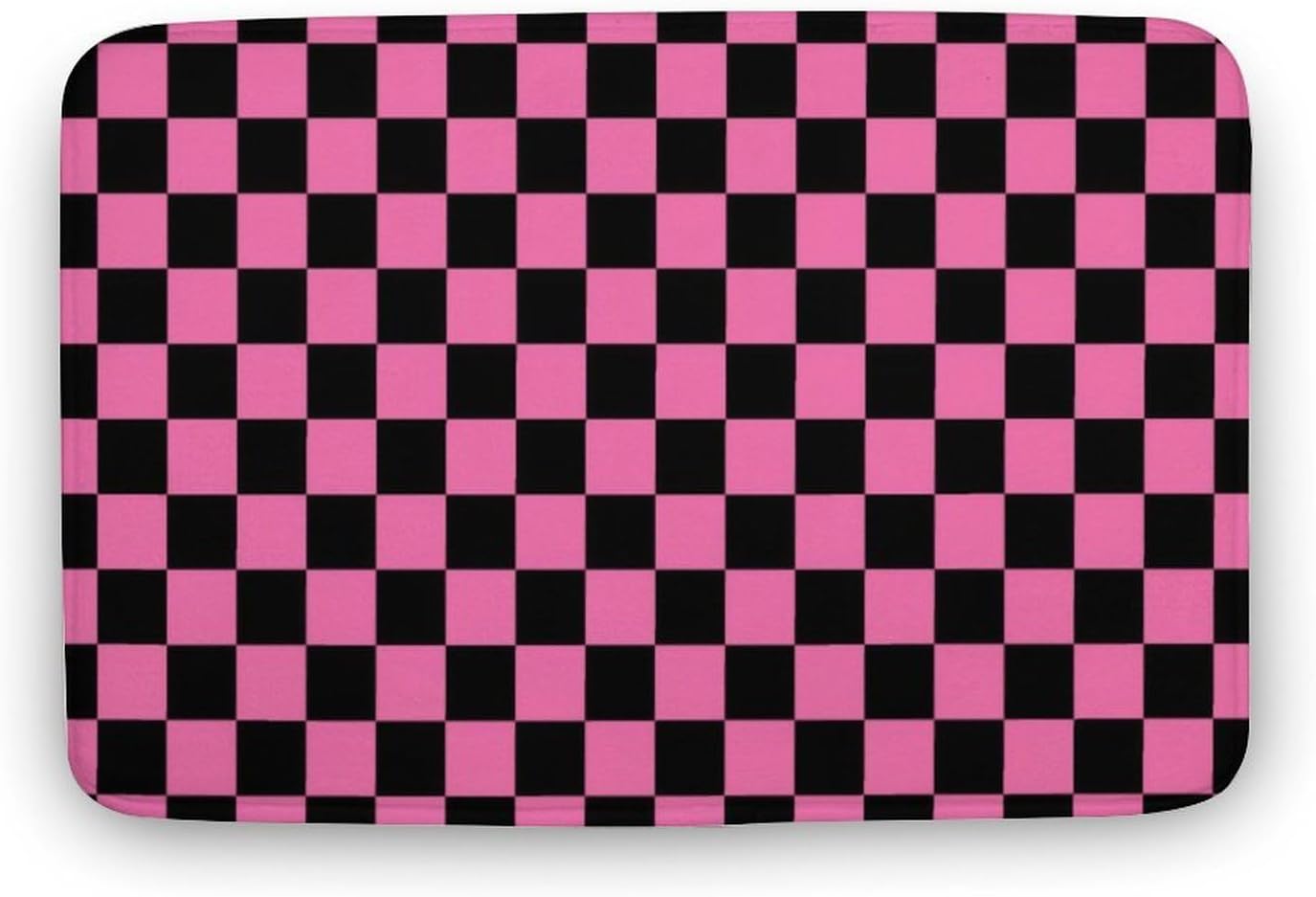 Checkered Black and Pink Bath Mat Rug 30x20, Ultra Soft Bathroom Rug, Non Slip and Absorbent Bath Rug Carpet for Bathroom Floor, Tub and Shower