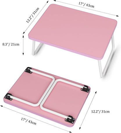 Lap Desks Laptop Tray for Bed or Couch, Breakfast Serving Tray with Folding Legs,Portable & Lightweight Mini Table, Laptop Stand for Working, Reading and Writing,Pink