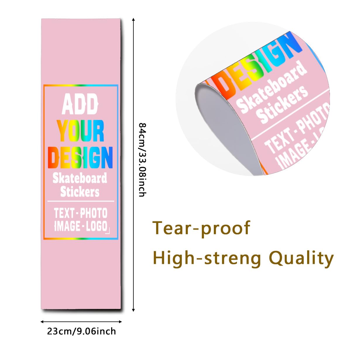 sophiehome Custom Personalized Customize Image/Logo Skateboard Sticker Upload Your Logo or Image Design Pink