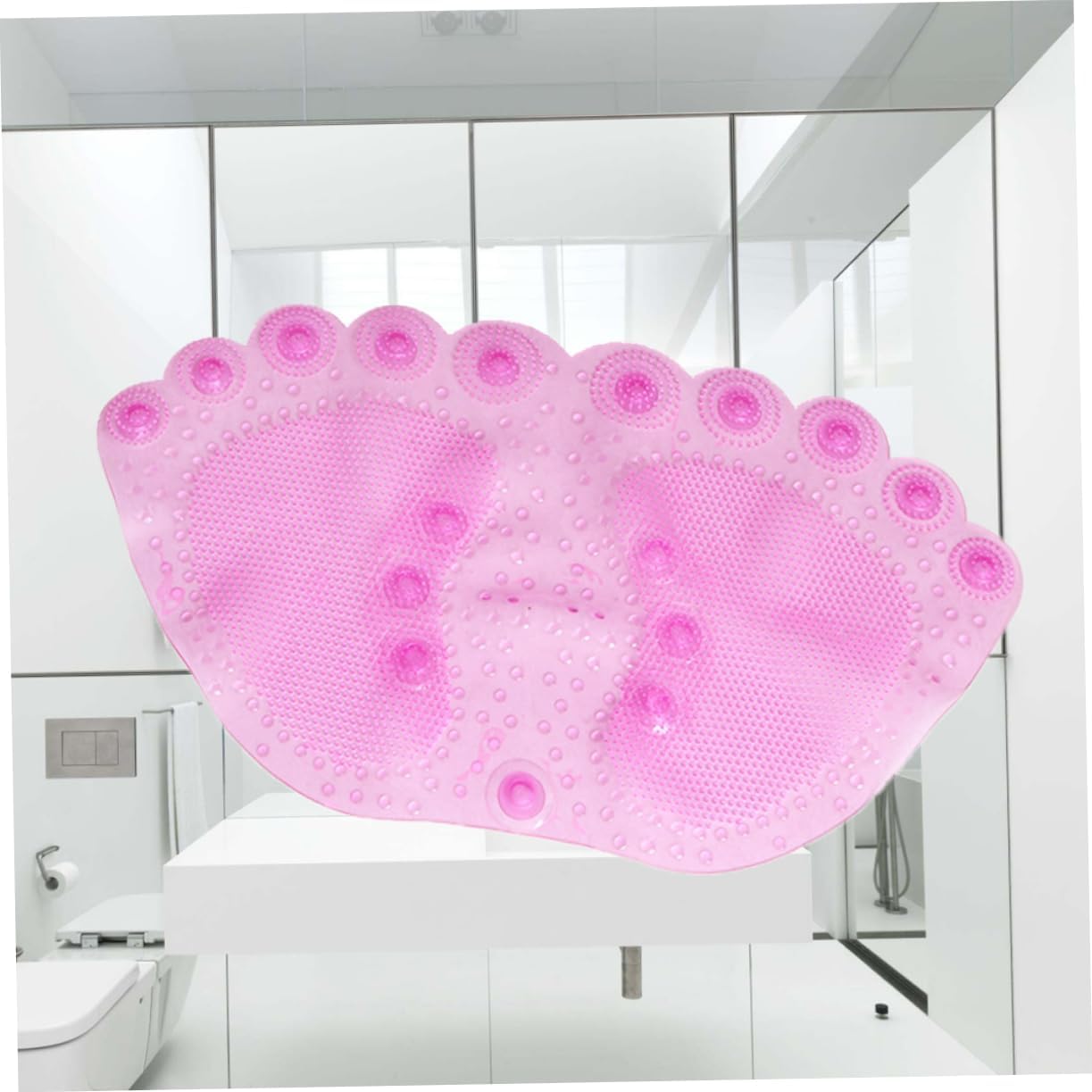 Healifty Non-Slip PVC Bathroom Mat in Pink Suction Cup Shower Pad Water-Resistant Bath Rug for Bathtub and Floor for Home and Travel