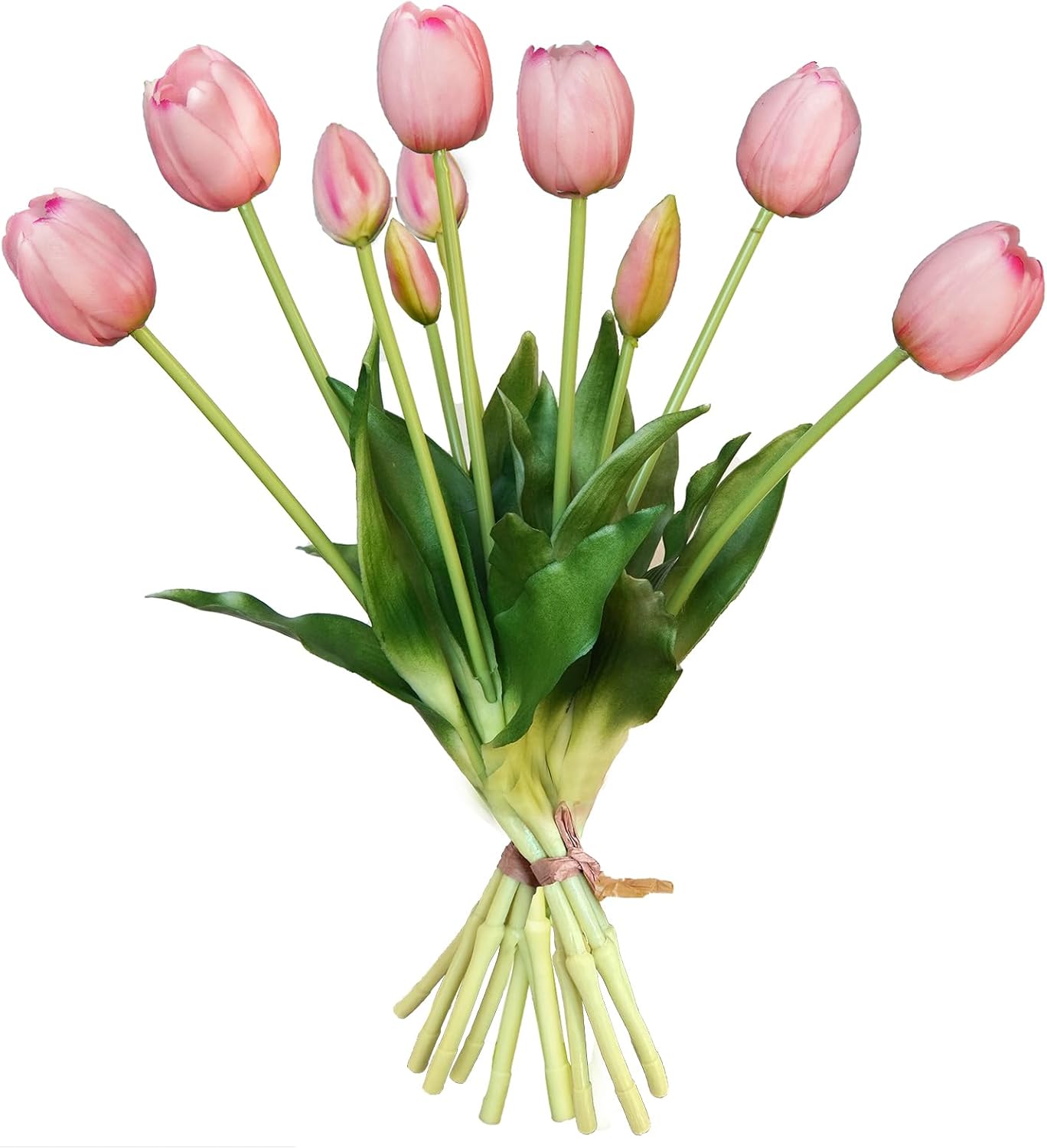 10 Pcs Fake Tulips Tulips Artificial Flowers Real Touch Fake Flowers Artificial Flower Bouquet for Home Table Party Wedding Decoration (Light Pink)
