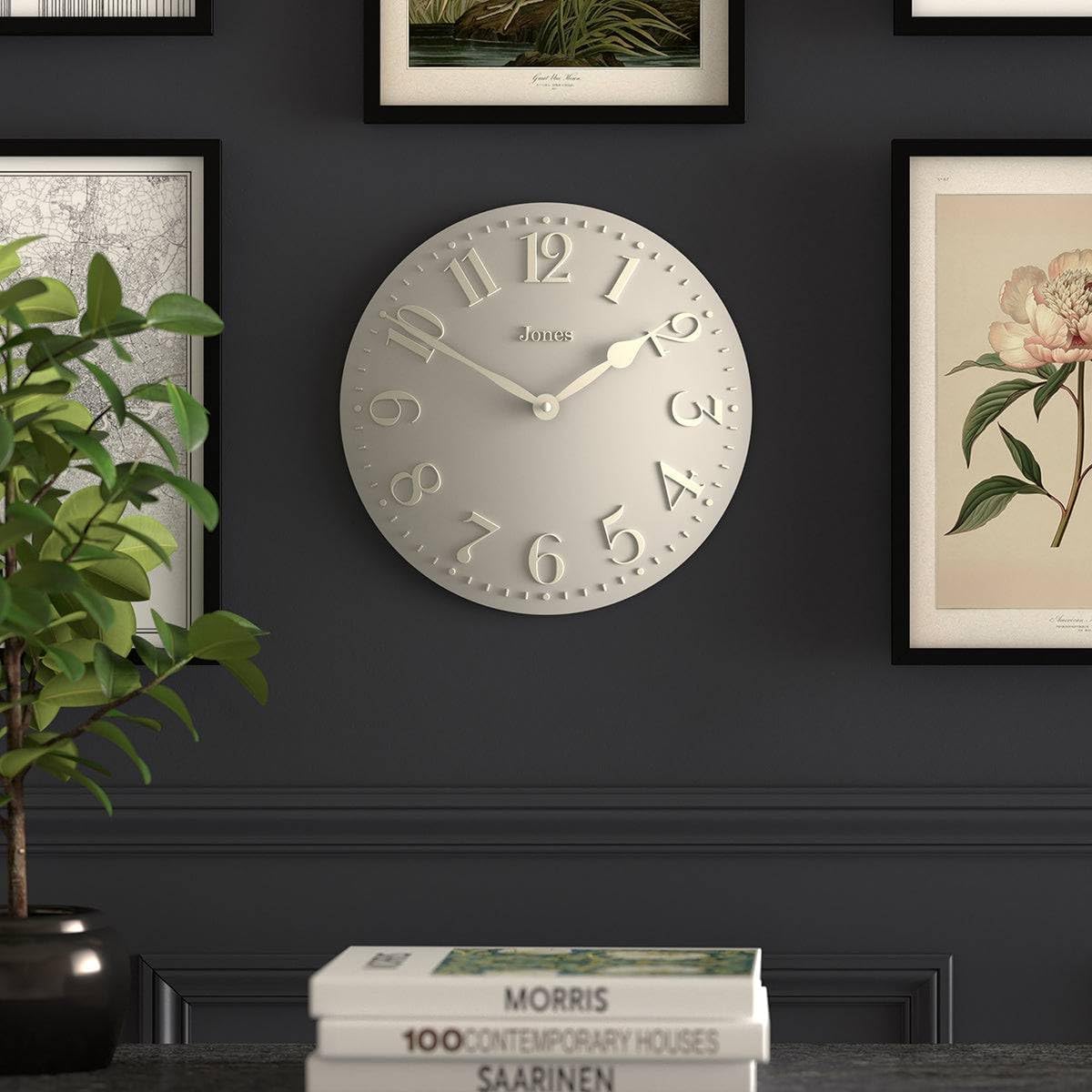 JONES CLOCKS® Betty wall Clock | Classic Convex Clock | 12 inch | Rose Pink | Stylish Elegance Perfect for the Kitchen, Living Room, Office or Bedroom