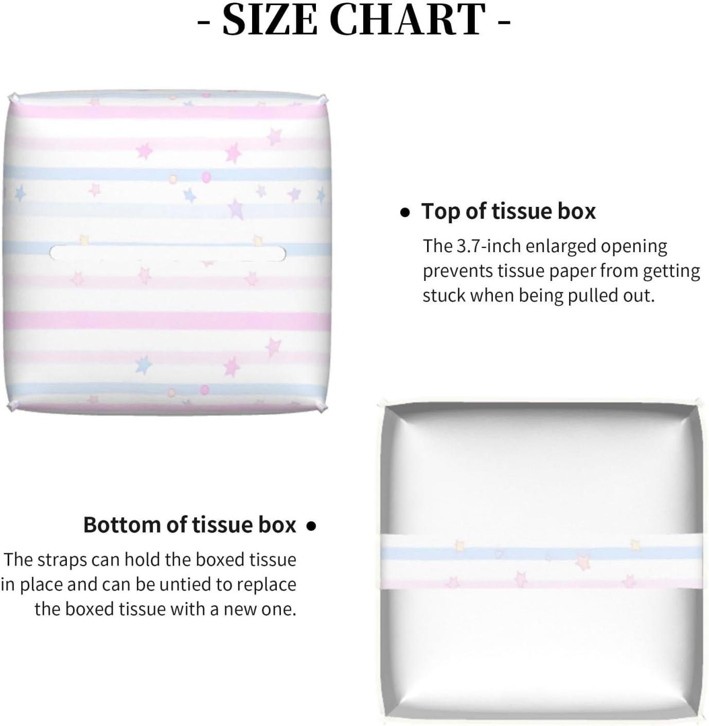 Pink Blue Geometric Stripes Pattern Tissue Box Cover Square PU Leather Waterproof Tissue Box Holder for Car Bathroom Bedroom Office Tabletop Decor