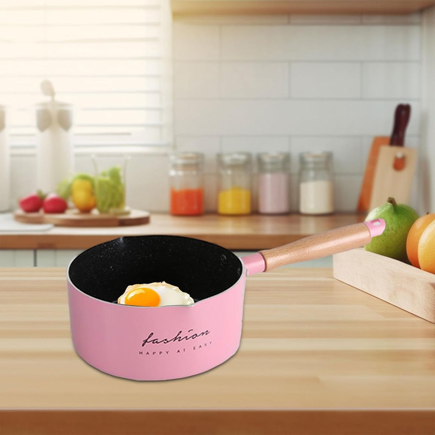 predolo Lightweight Cooking Pot for Milk and Butter, Ideal for Outdoor Use, Pink