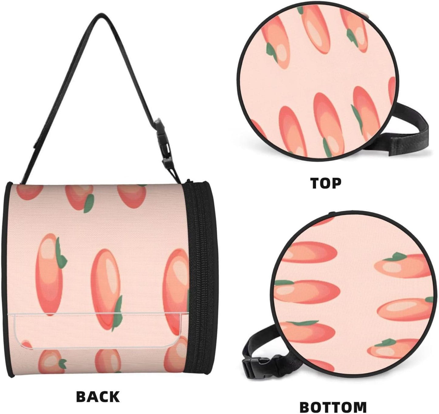 Oxford Cylinder Tissue Holder, Round Tissue Container Pink Peach Pattern - 6.3''X6.3'' Portable Toilet Paper Roll Cover Tissue Box for Home Car Camping Office Travel